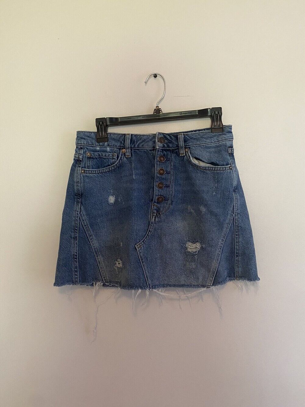 Free People "We The Free" Distressed Denim Mini Skirt Size 27